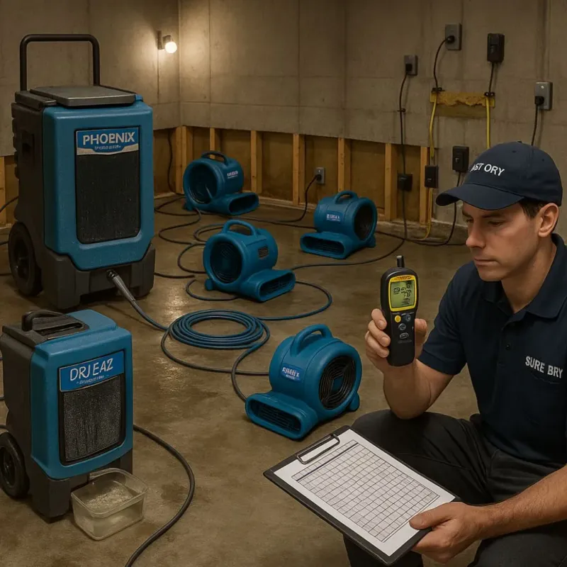 Structural Drying and Dehumidification process in River Oaks, TX